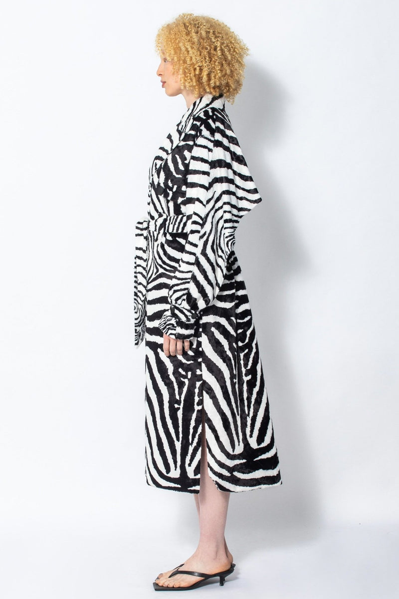 Limited Edition Mangwa zebra-print velvet trench coat - Judy Sanderson
