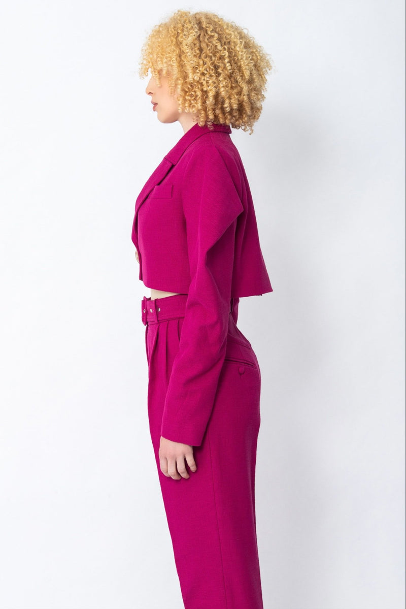 Ndzalama pink cropped twill tailored blazer - Judy Sanderson