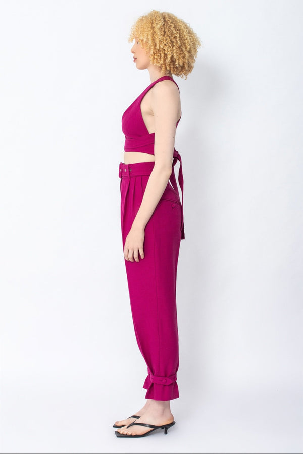 Vuxaka pink cotton-twill tapered pants - Judy Sanderson