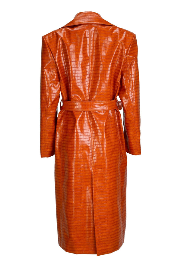 Emma burnt orange faux leather coat - Judy Sanderson