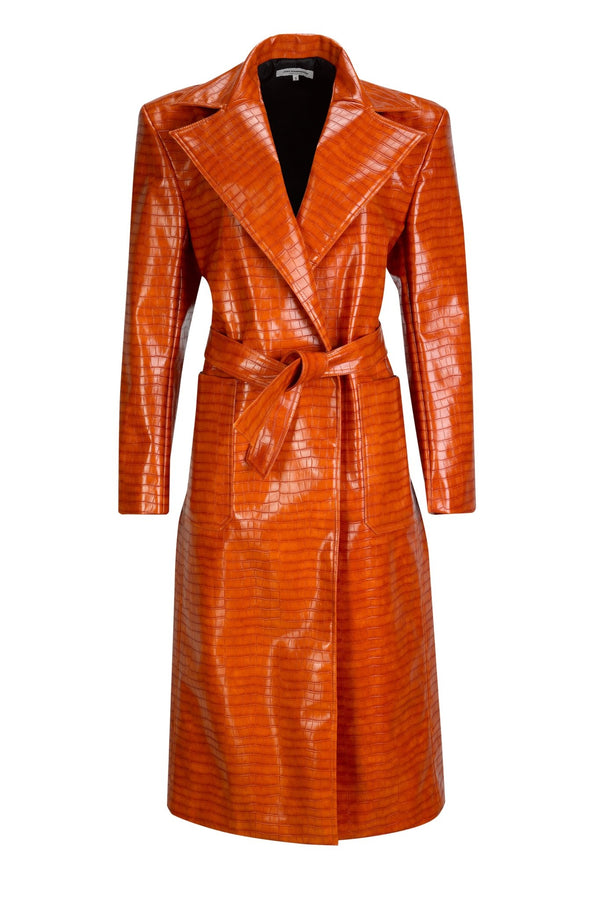 Emma burnt orange faux leather coat - Judy Sanderson