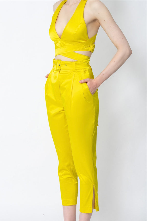 Entelo yellow cropped slim-leg pants - Judy Sanderson