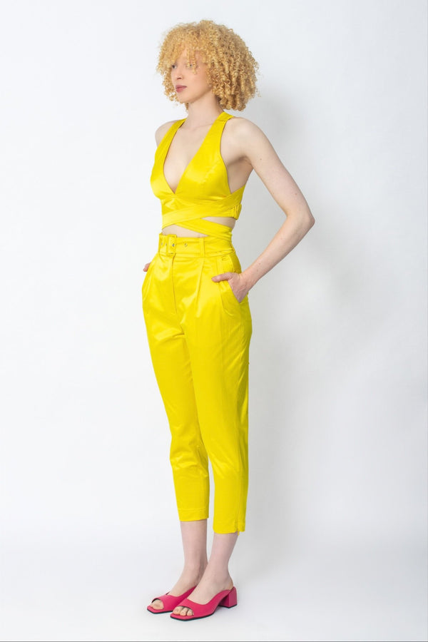 Entelo yellow cropped slim-leg pants - Judy Sanderson