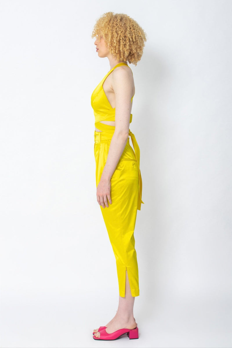 Entelo yellow cropped slim-leg pants - Judy Sanderson