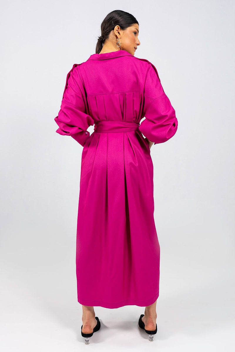 Florence high-low hot pink shirt Dress - Judy Sanderson