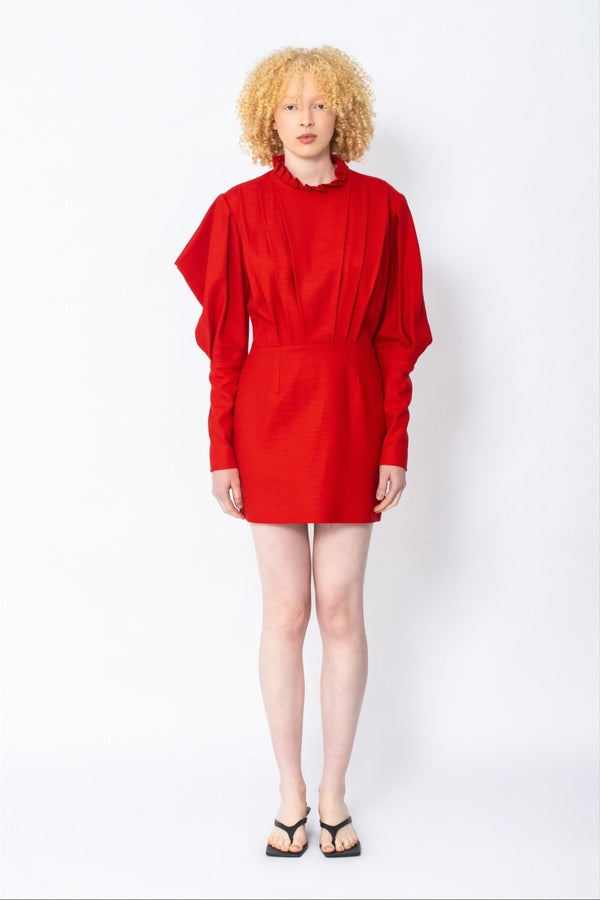 Giya red mutton sleeve mini dress - Judy Sanderson