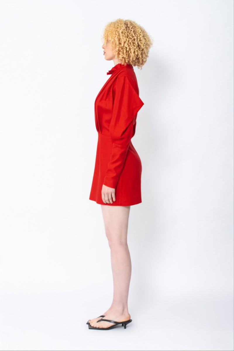 Giya red mutton sleeve mini dress - Judy Sanderson