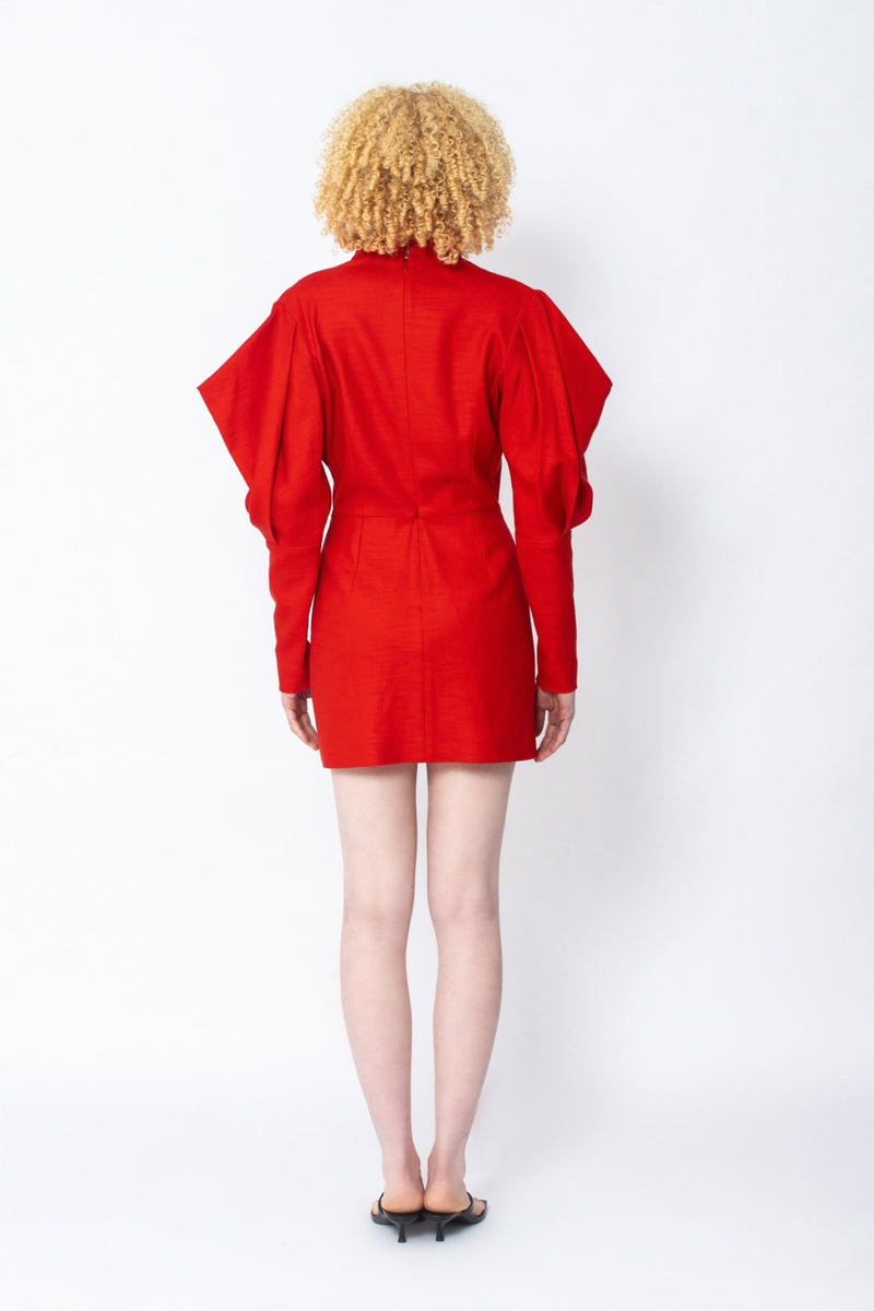 Giya red mutton sleeve mini dress - Judy Sanderson