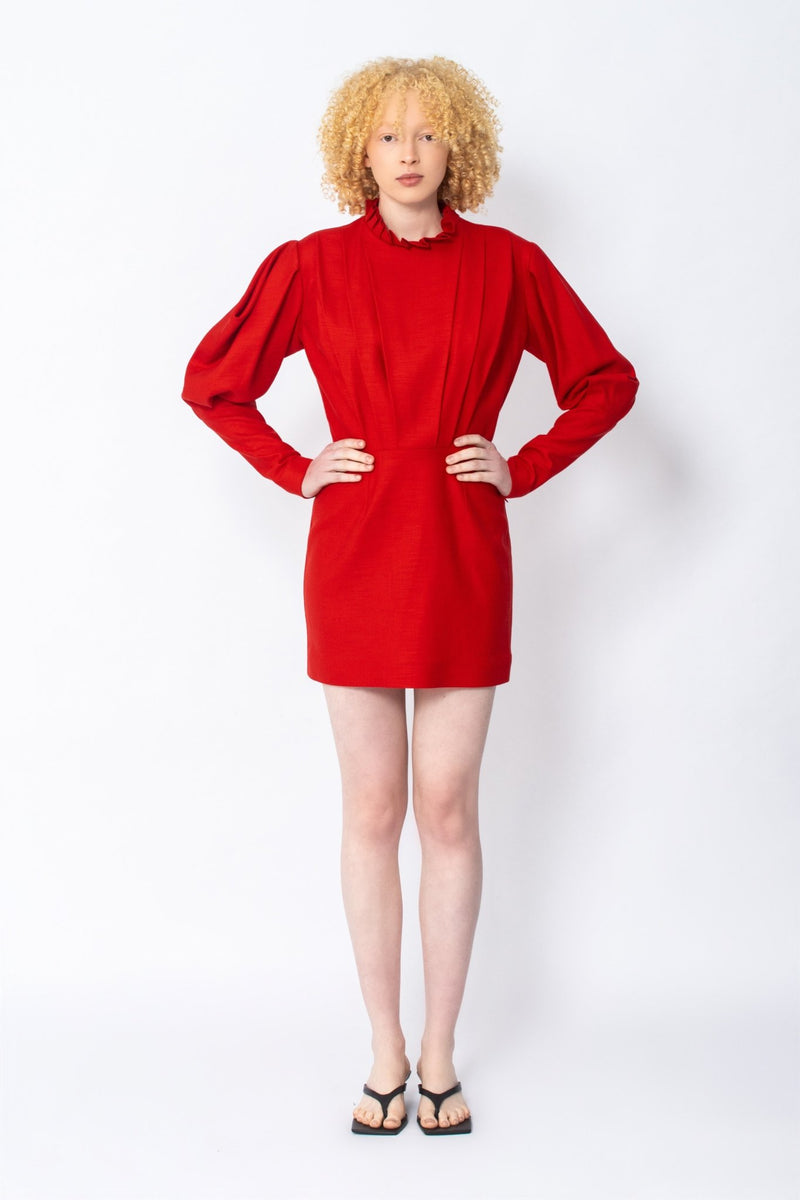 Giya red mutton sleeve mini dress - Judy Sanderson