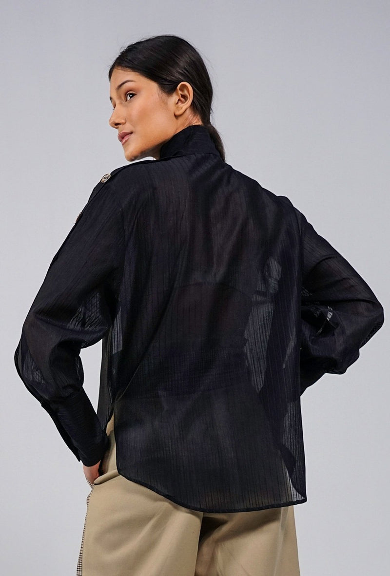 Harriet black oversized bow Blouse - Judy Sanderson