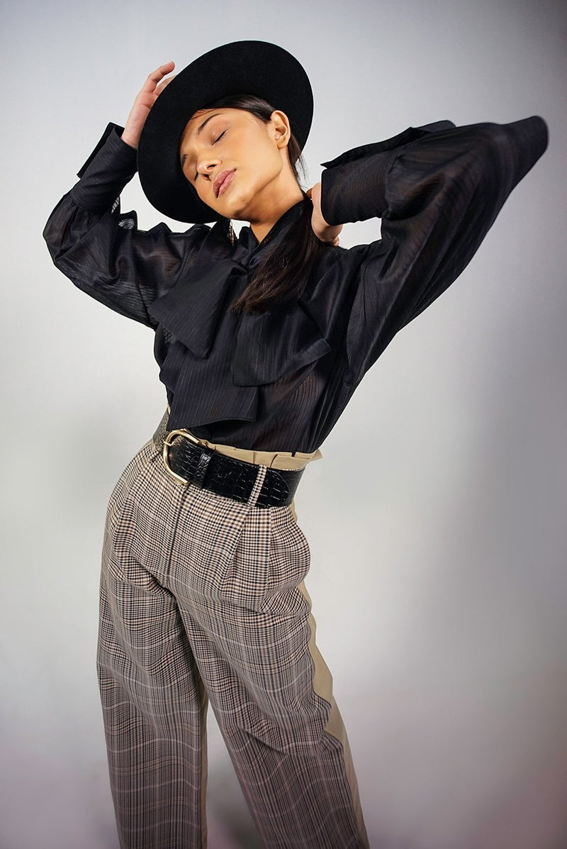 Harriet black oversized bow Blouse - Judy Sanderson