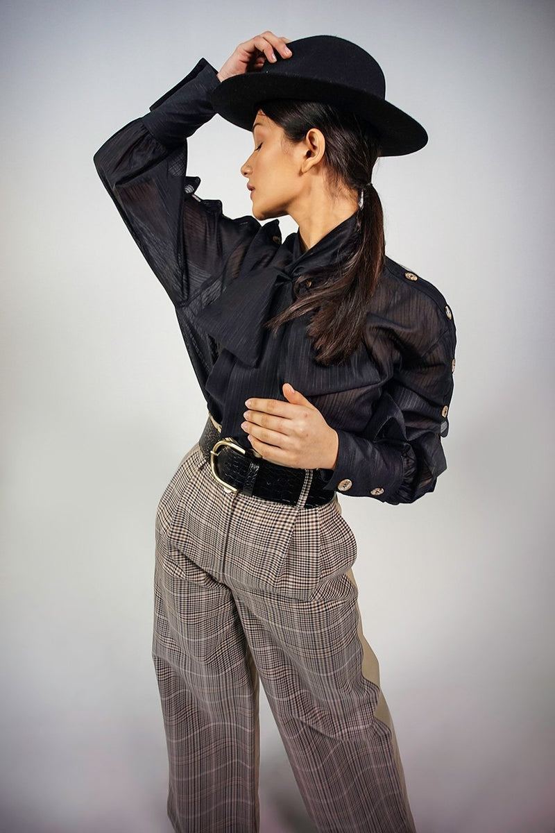 Harriet black oversized bow Blouse - Judy Sanderson
