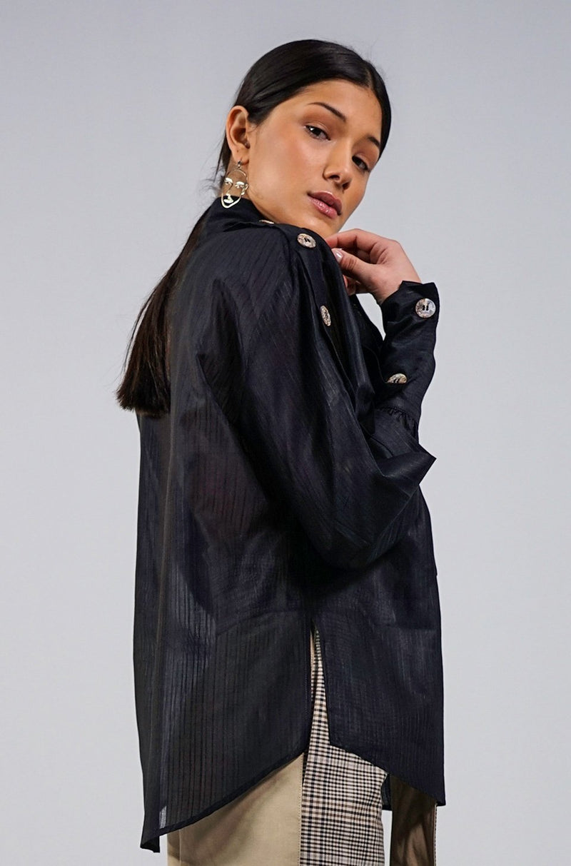 Harriet black oversized bow Blouse - Judy Sanderson