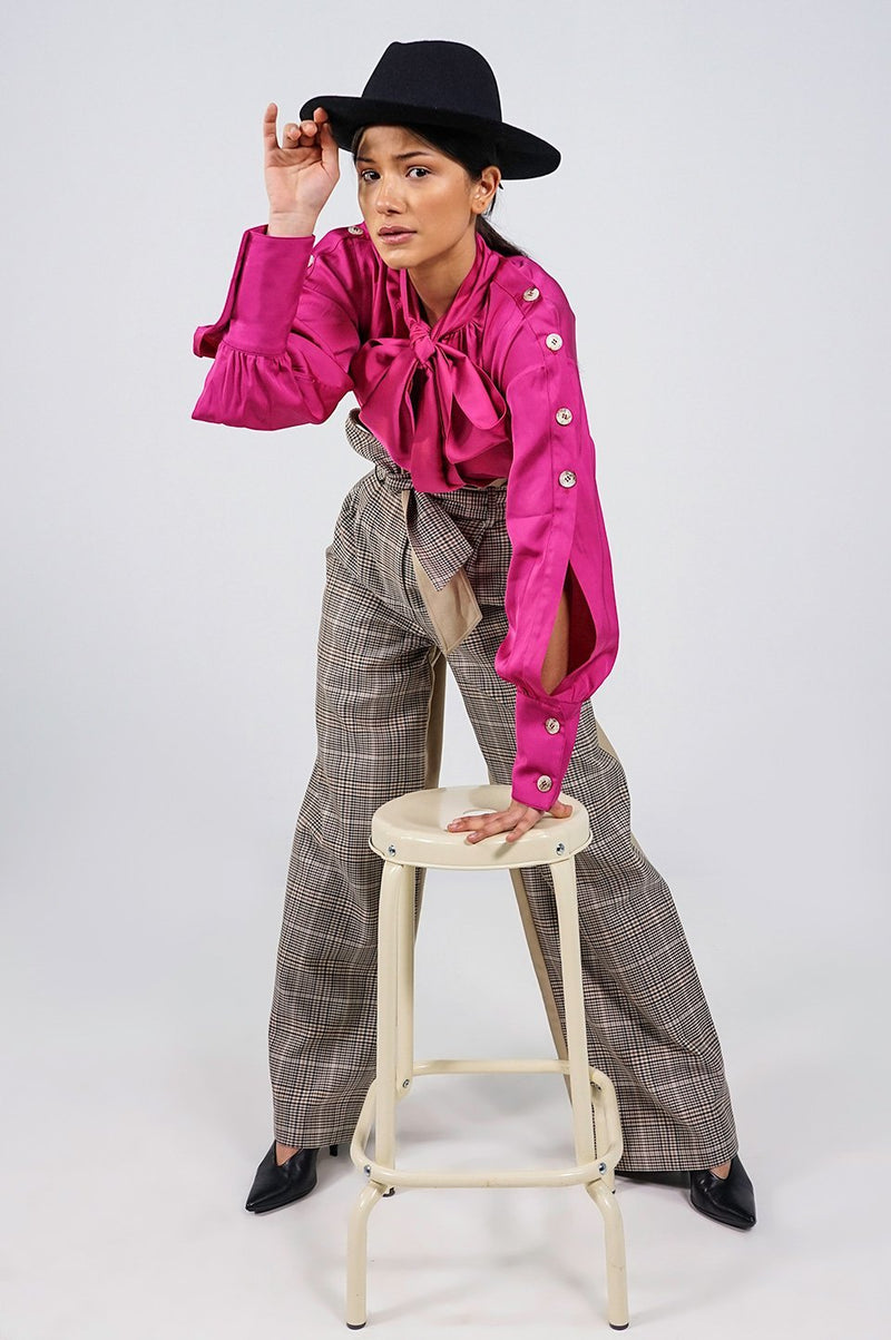Harriet hot pink oversized bow Blouse - Judy Sanderson