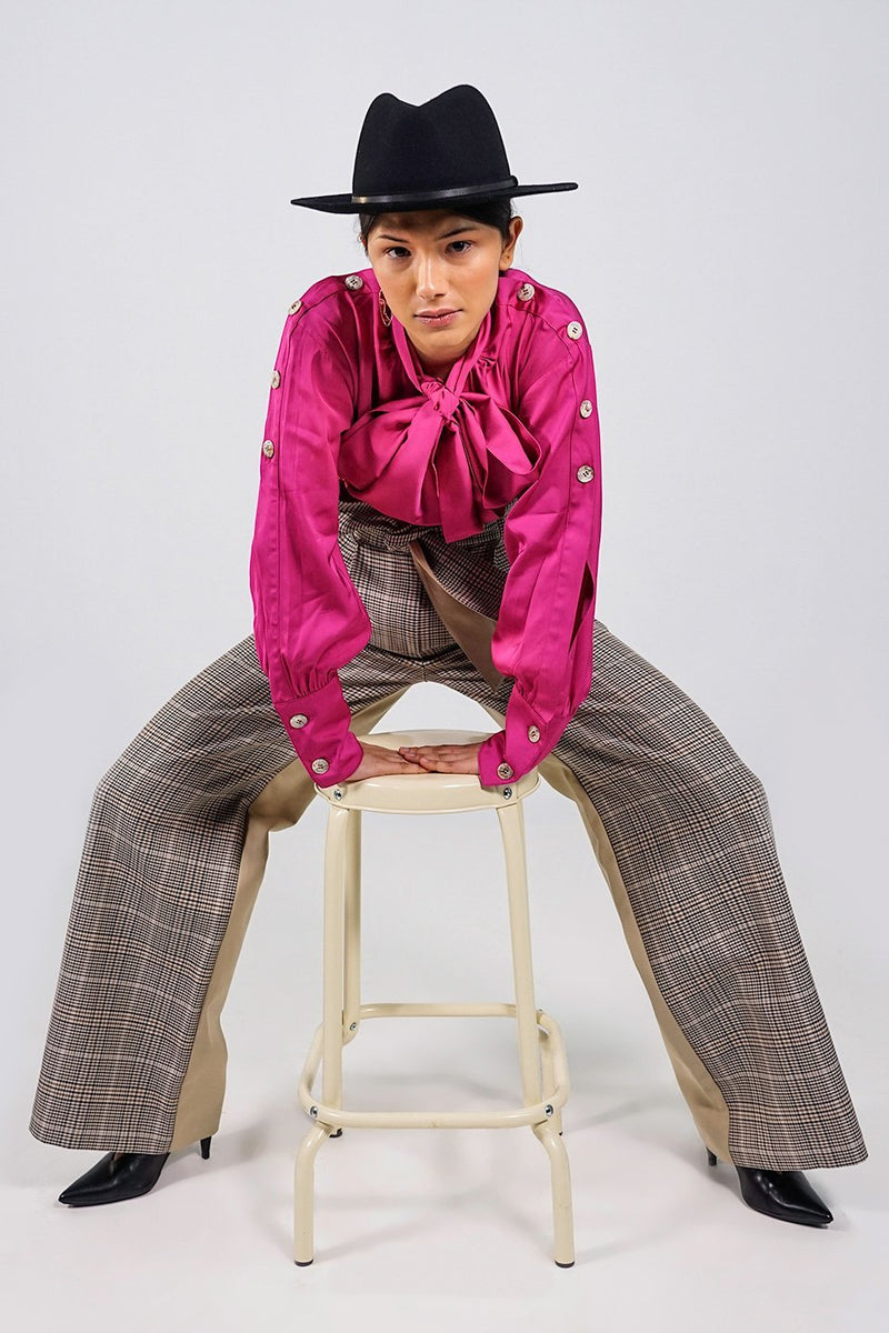 Harriet hot pink oversized bow Blouse - Judy Sanderson