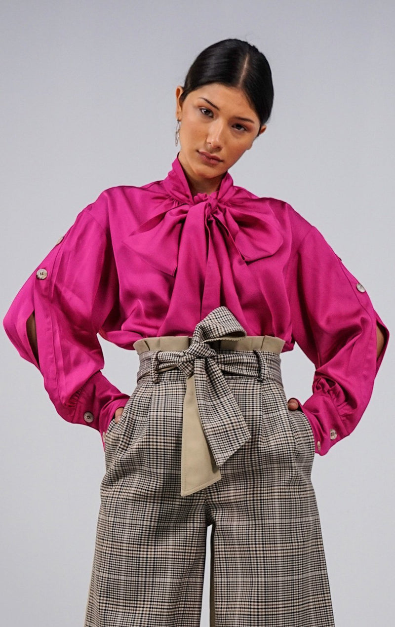 Harriet hot pink oversized bow Blouse - Judy Sanderson