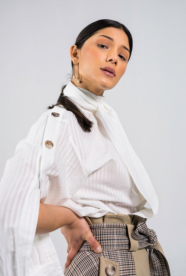 Harriet white oversized bow Blouse - Judy Sanderson