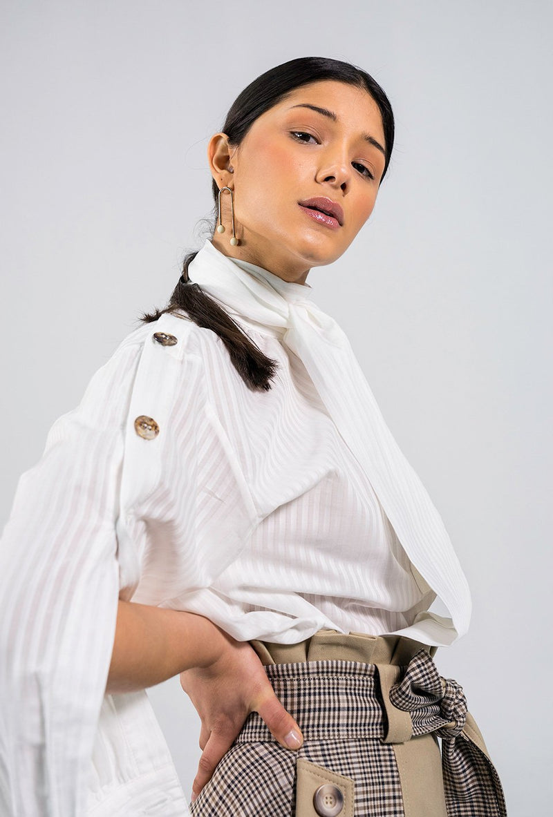 Harriet white oversized bow Blouse - Judy Sanderson
