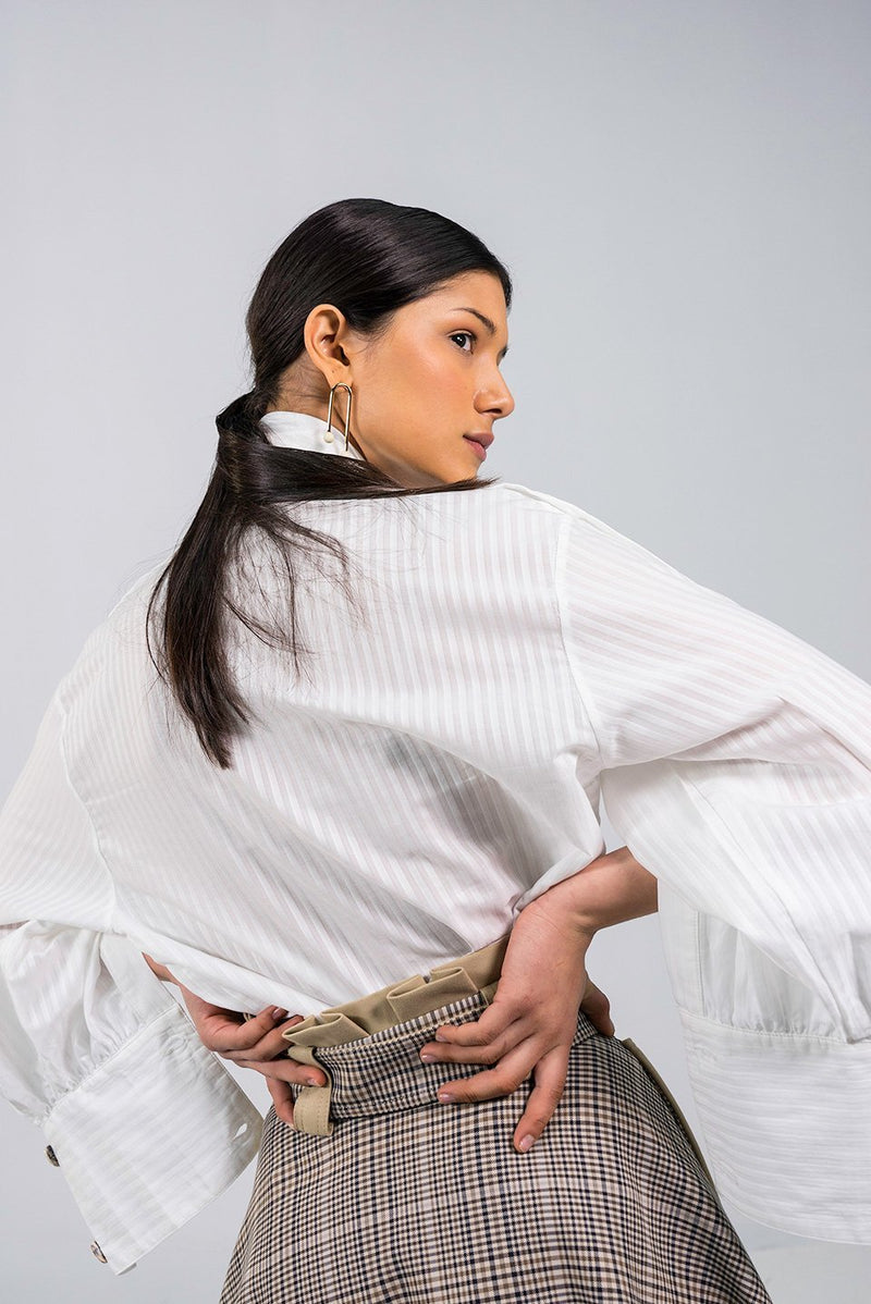 Harriet white oversized bow Blouse - Judy Sanderson