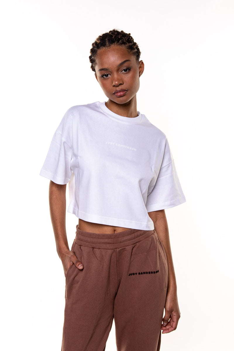 JUDY SANDERSON WHITE CROPPED OVERSIZE T-SHIRT - Judy Sanderson