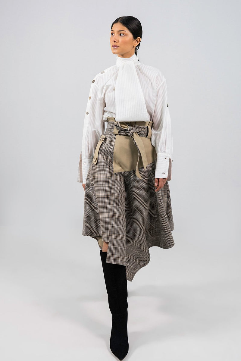 Magreth check Asymmetric midi Skirt - Judy Sanderson
