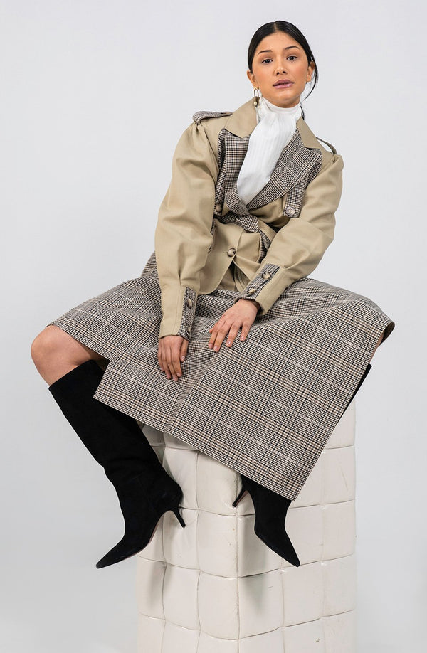 Magreth check Asymmetric midi Skirt - Judy Sanderson