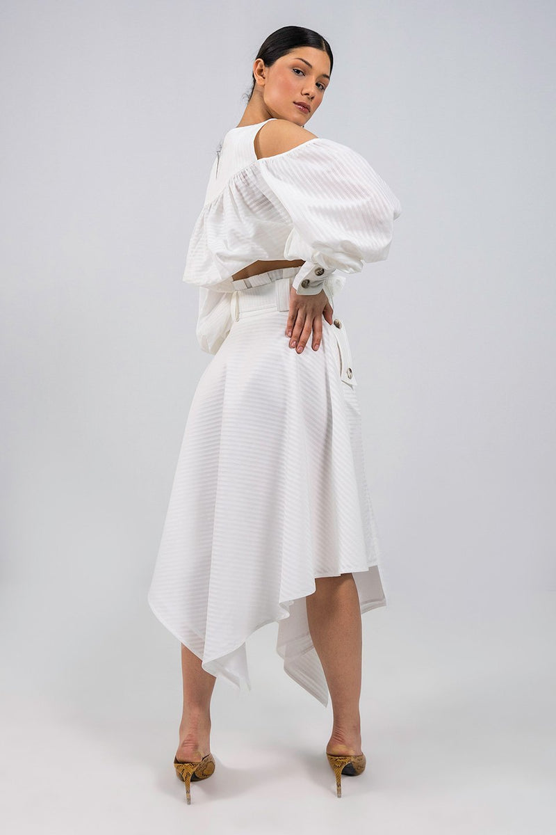 Magreth cotton Asymmetric midi Skirt - Judy Sanderson