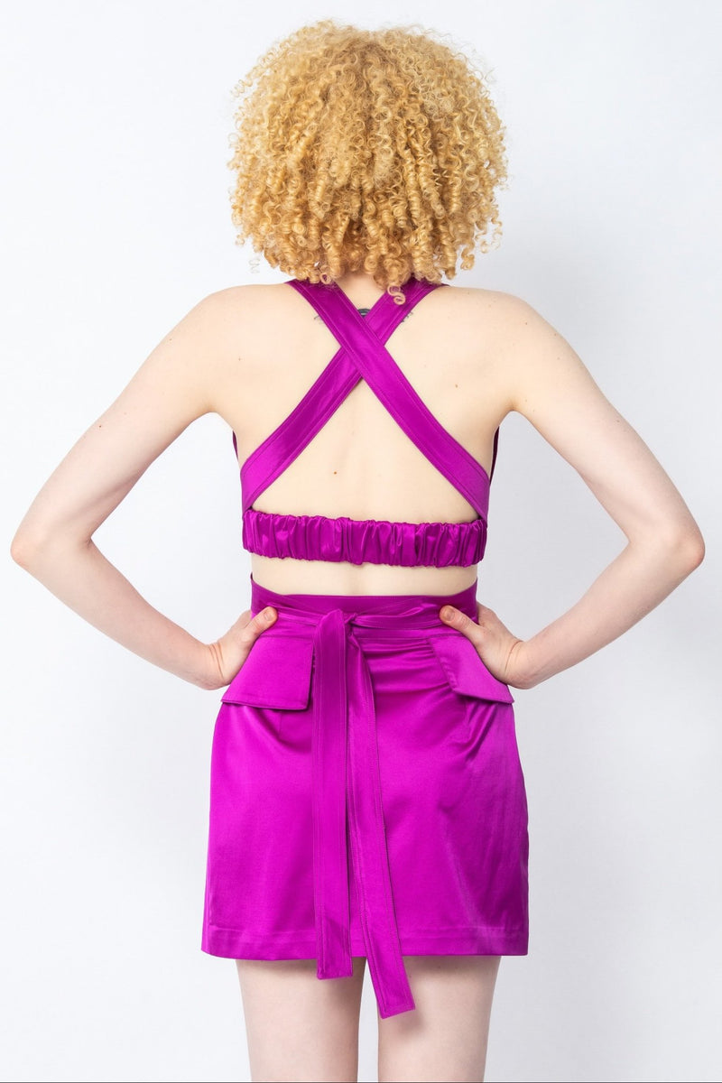 Mahahlwa fuchsia wrap bralette - Judy Sanderson