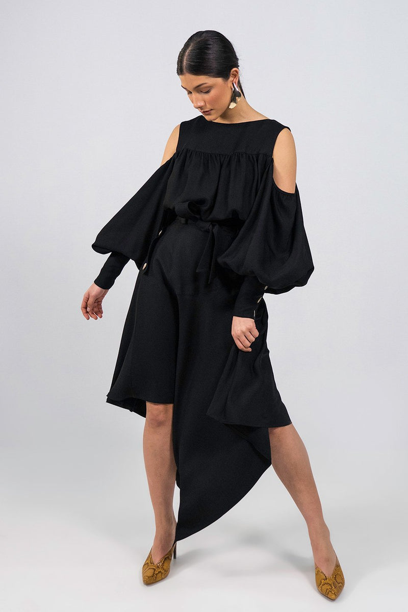 Malifo black cold-shoulder cropped Top - Judy Sanderson