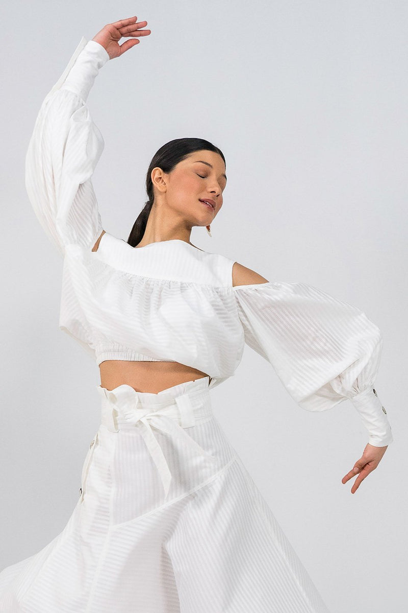 Malifo white cold-shoulder cropped Top - Judy Sanderson