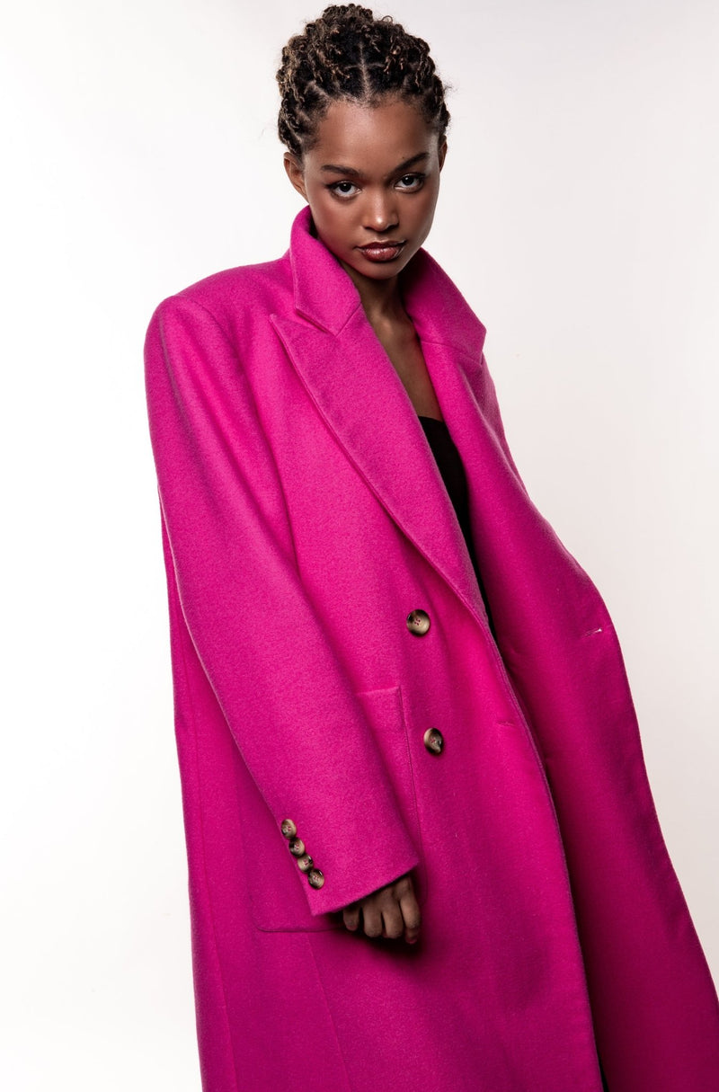 MARIA DOUBLE BREASTED PINK WOOL COAT - Judy Sanderson