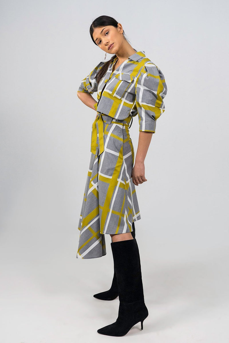 Maria fluid side pleat asymmetric Skirt - Judy Sanderson