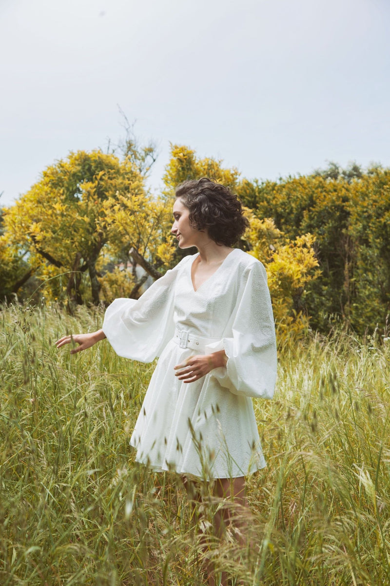 Mikateko textured cotton mini dress - Judy Sanderson