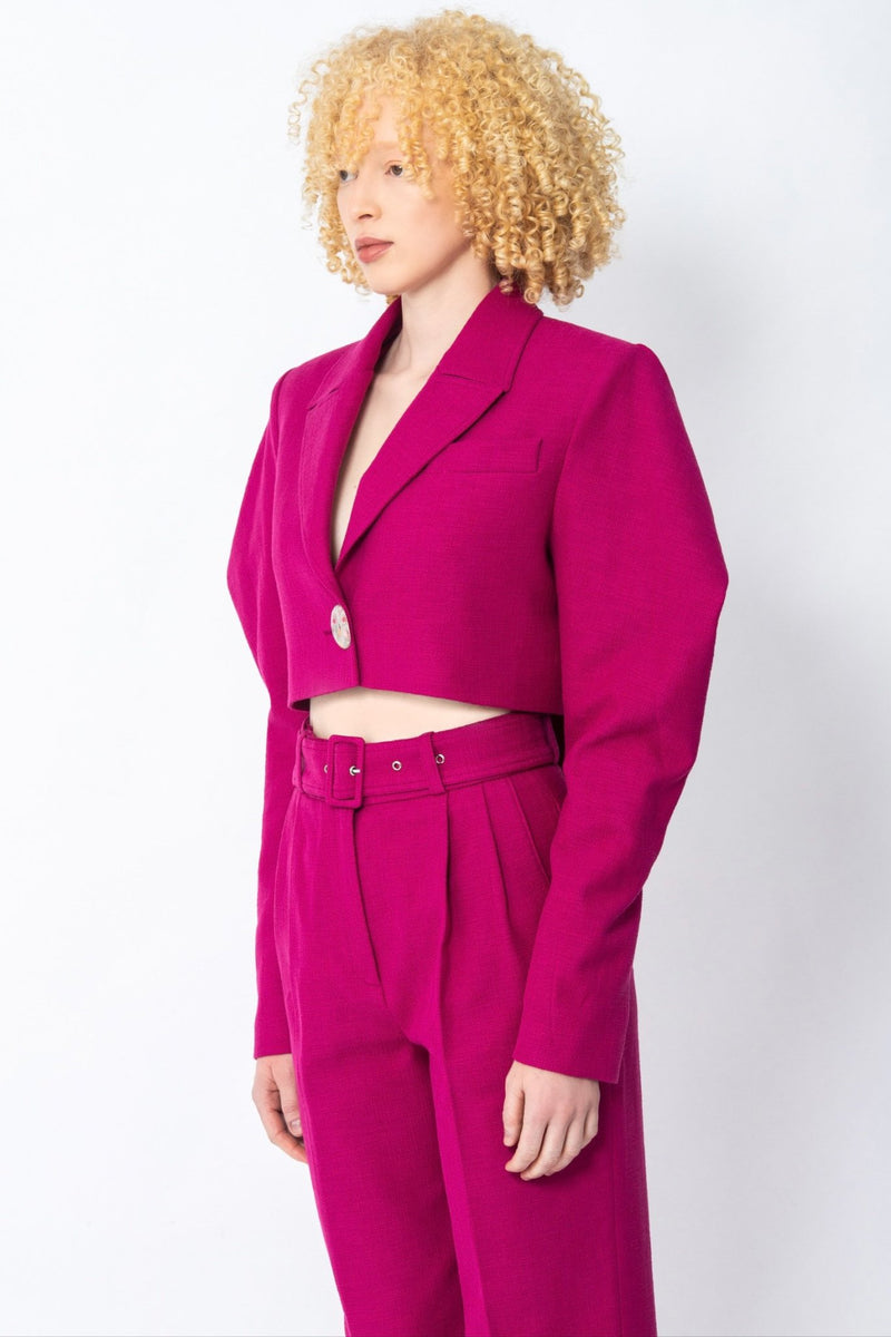 Ndzalama pink cropped twill tailored blazer - Judy Sanderson