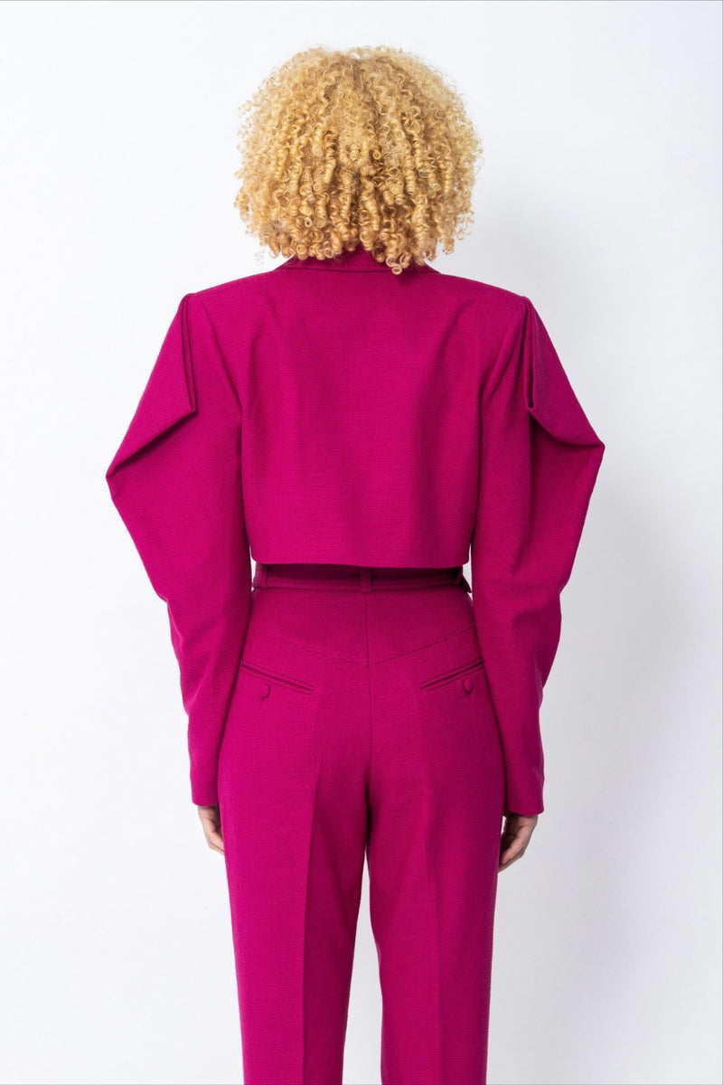 Ndzalama pink cropped twill tailored blazer - Judy Sanderson