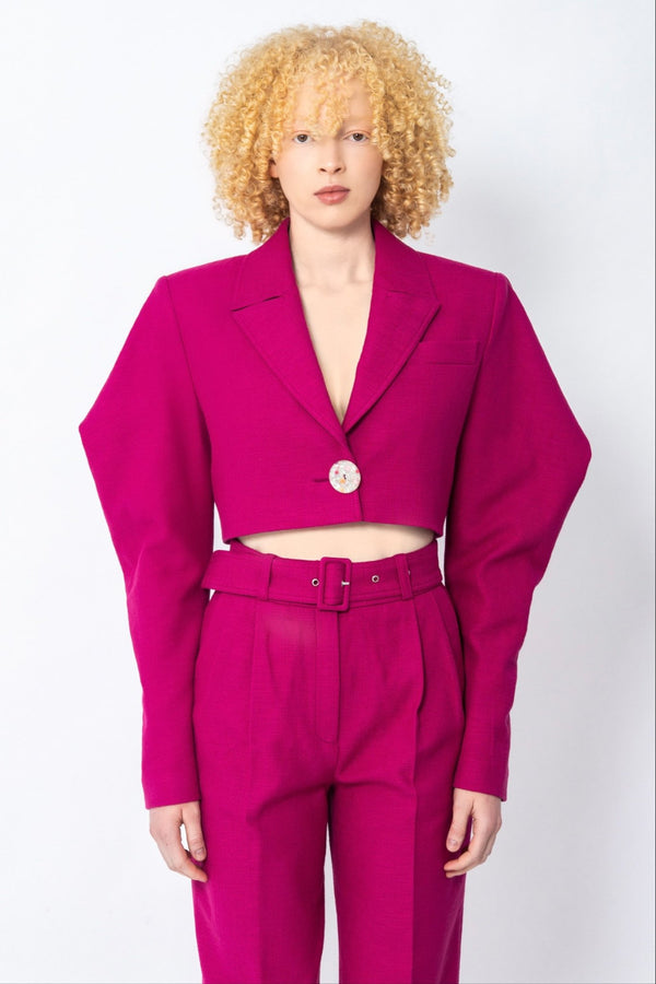 Ndzalama pink cropped twill tailored blazer - Judy Sanderson