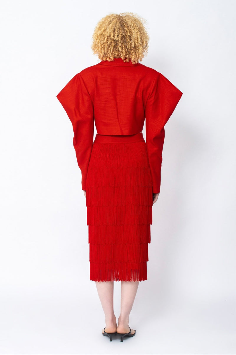Ndzalama Viscose cropped twill tailored blazer - Judy Sanderson
