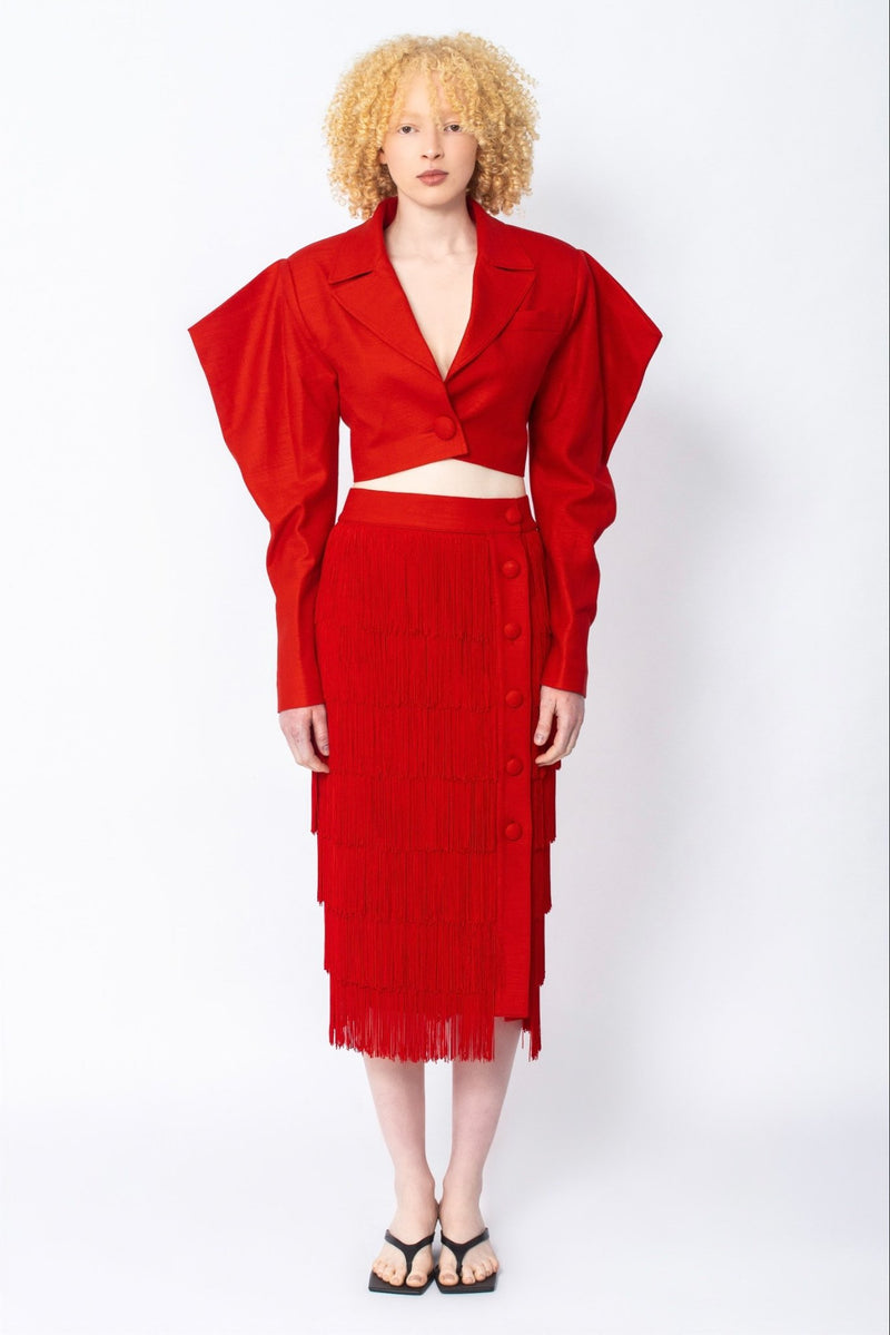 Ndzalama Viscose cropped twill tailored blazer - Judy Sanderson