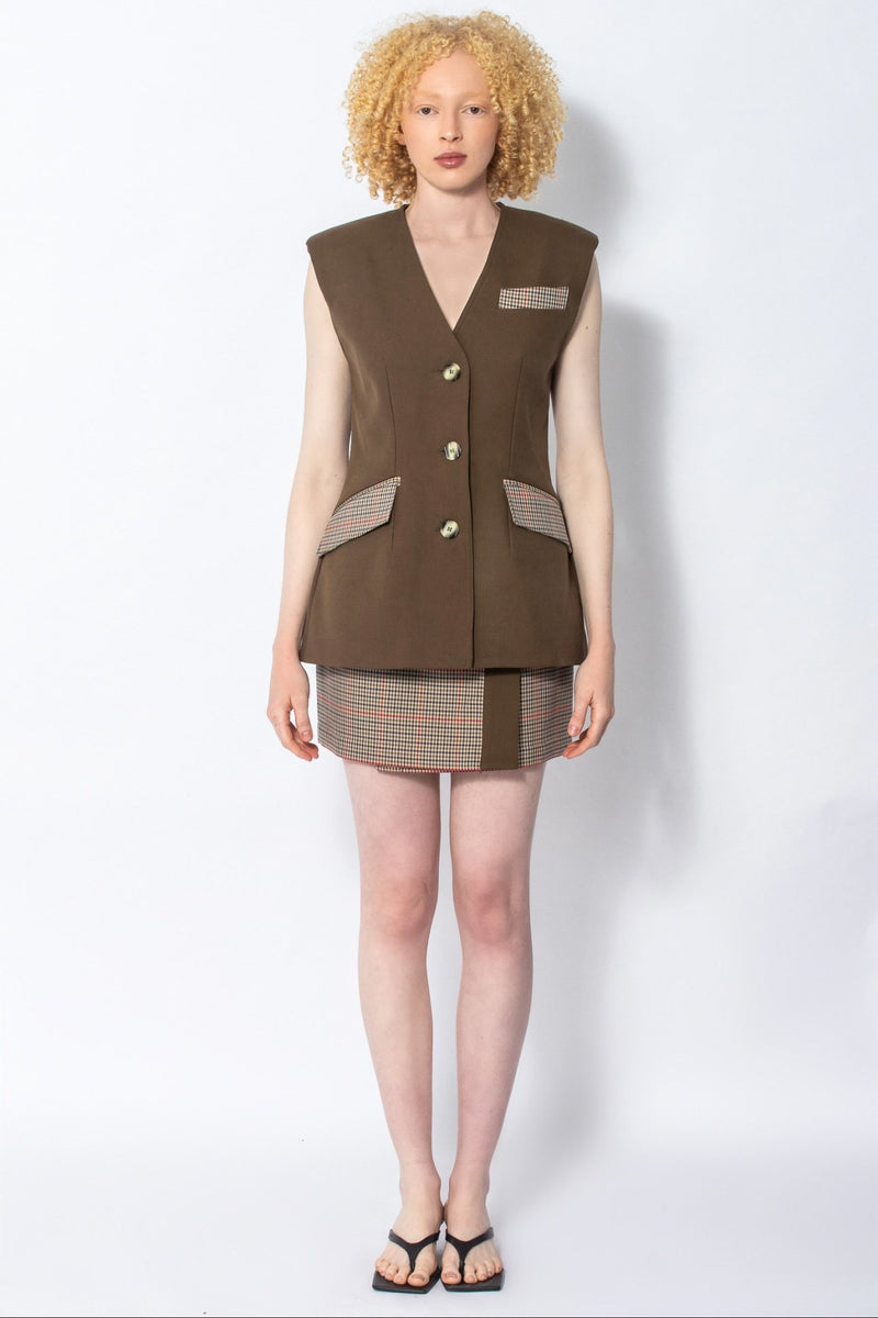 Nkoka cotton single-breasted V-neck waistcoat - Judy Sanderson