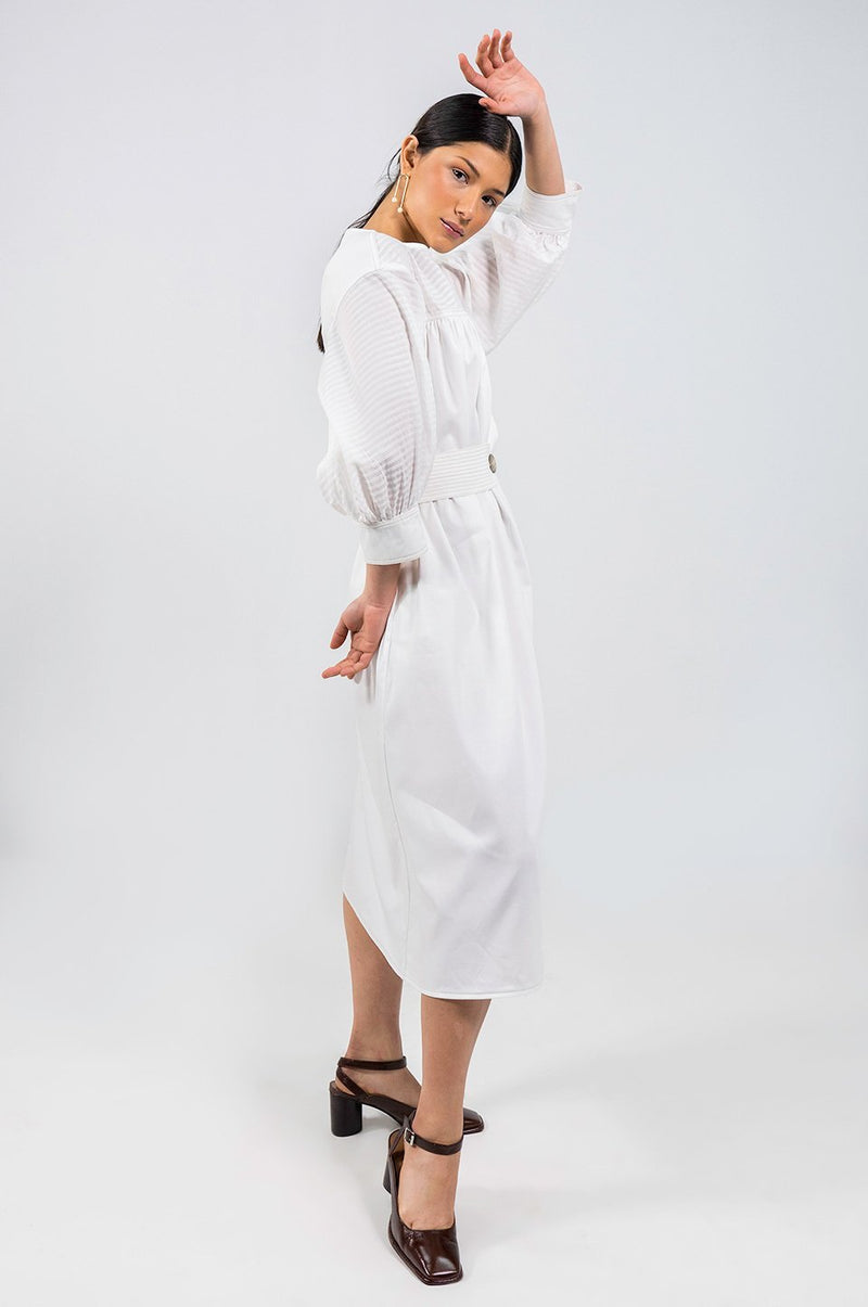 Ntombizodwa Asymmetric half-belt Shirt Dress - Judy Sanderson