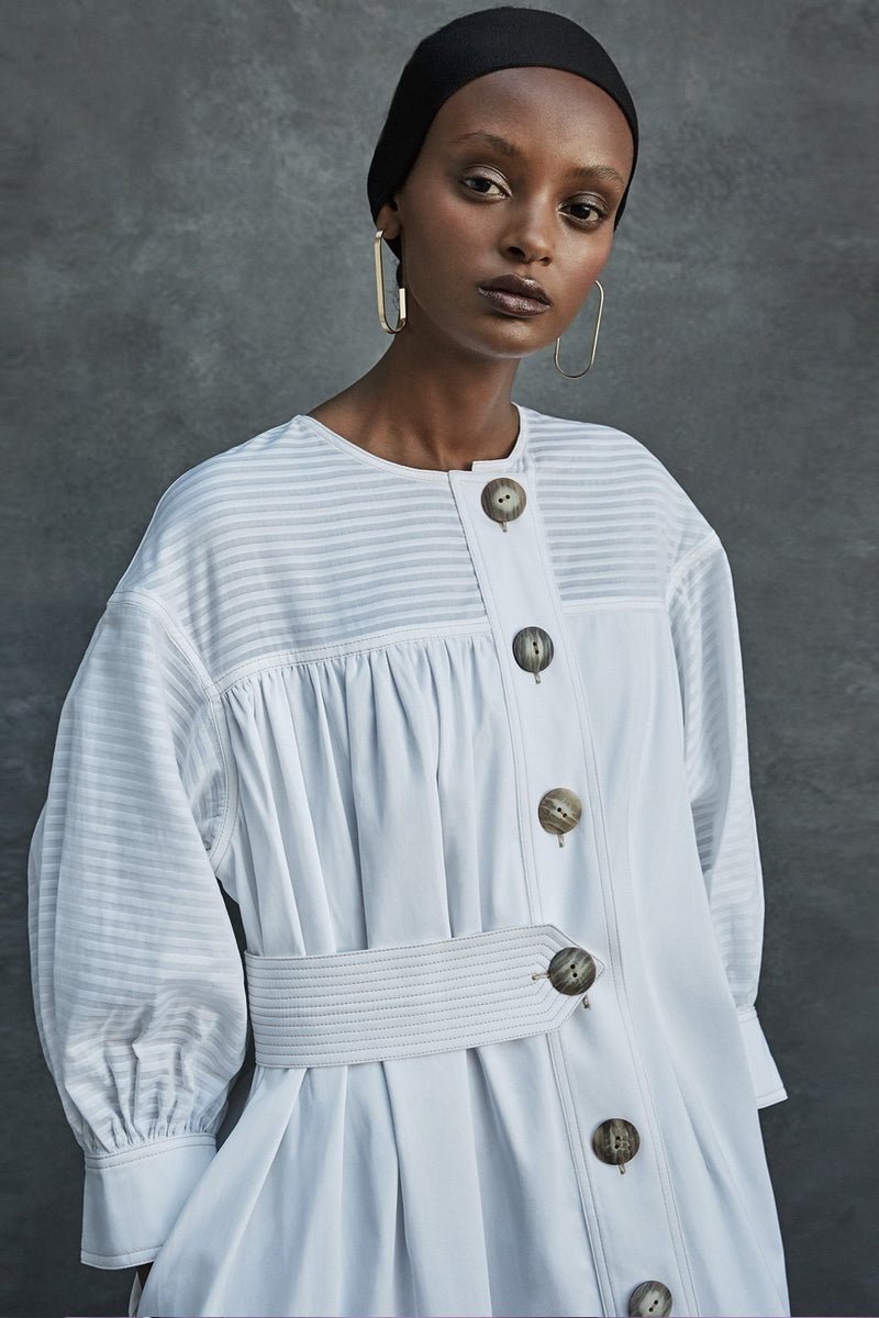 Ntombizodwa Asymmetric half-belt Shirt Dress - Judy Sanderson