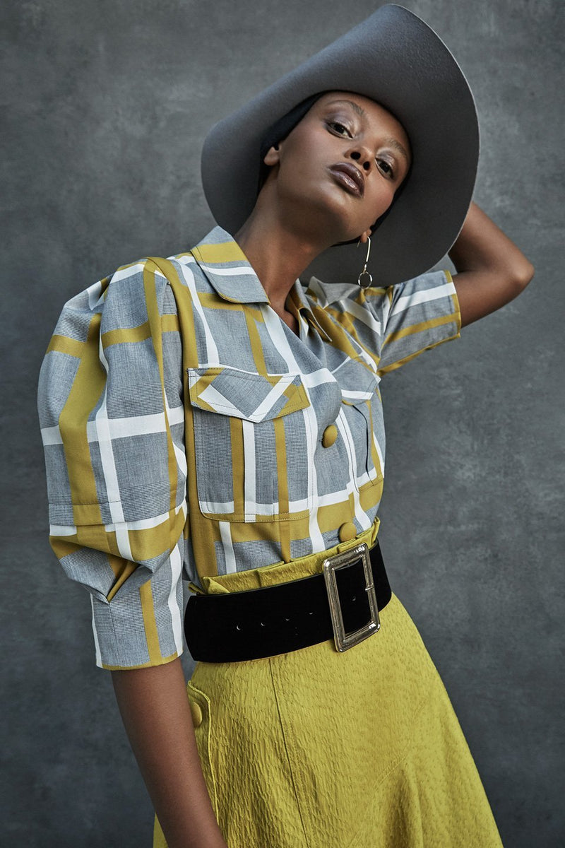 N'wamfambeni check cropped drill Shirt - Judy Sanderson