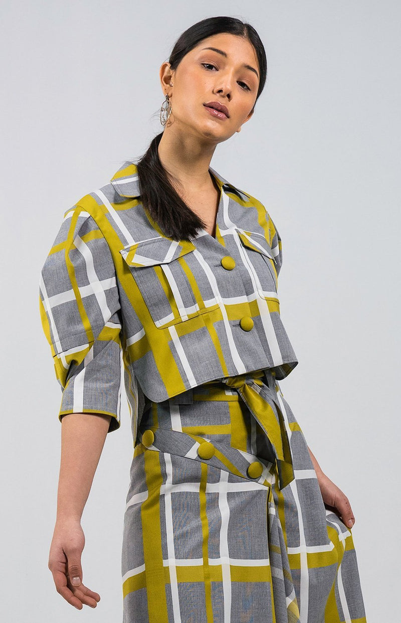 N'wamfambeni check cropped drill Shirt - Judy Sanderson