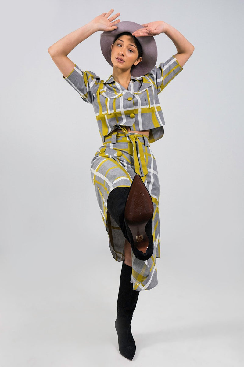 N'wamfambeni check cropped drill Shirt - Judy Sanderson