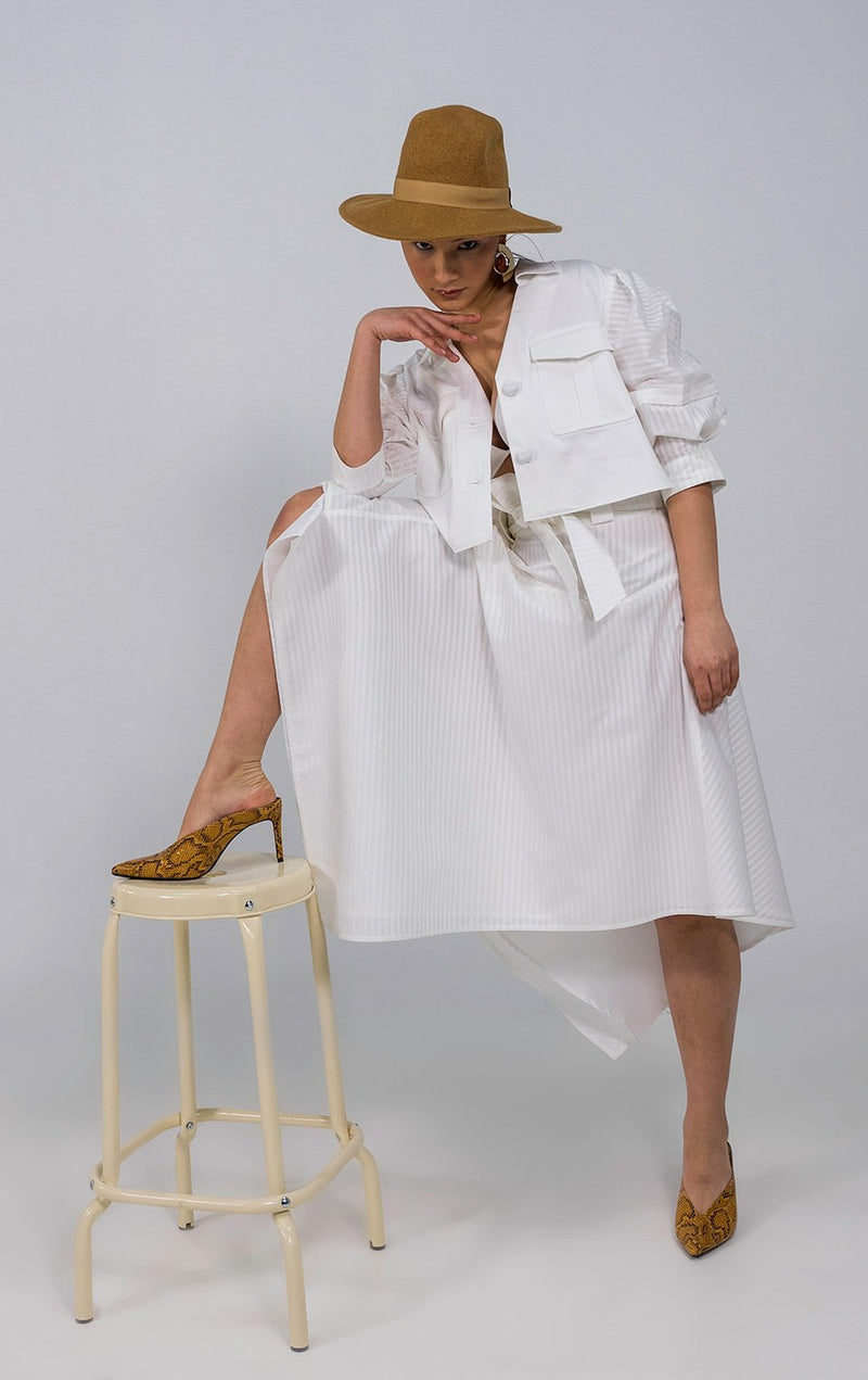N'wamfambeni white cropped drill Shirt - Judy Sanderson