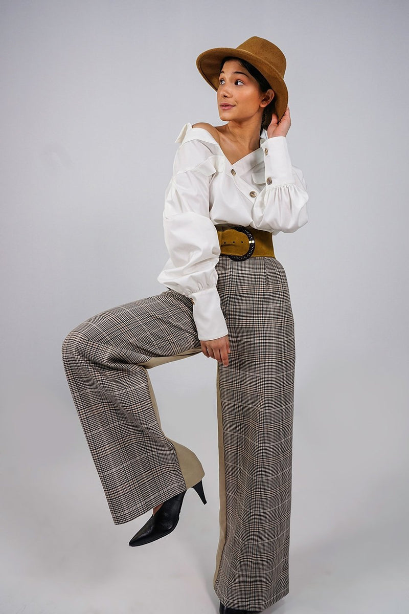 N'waxinjiyana white open V-neckline Shirt - Judy Sanderson