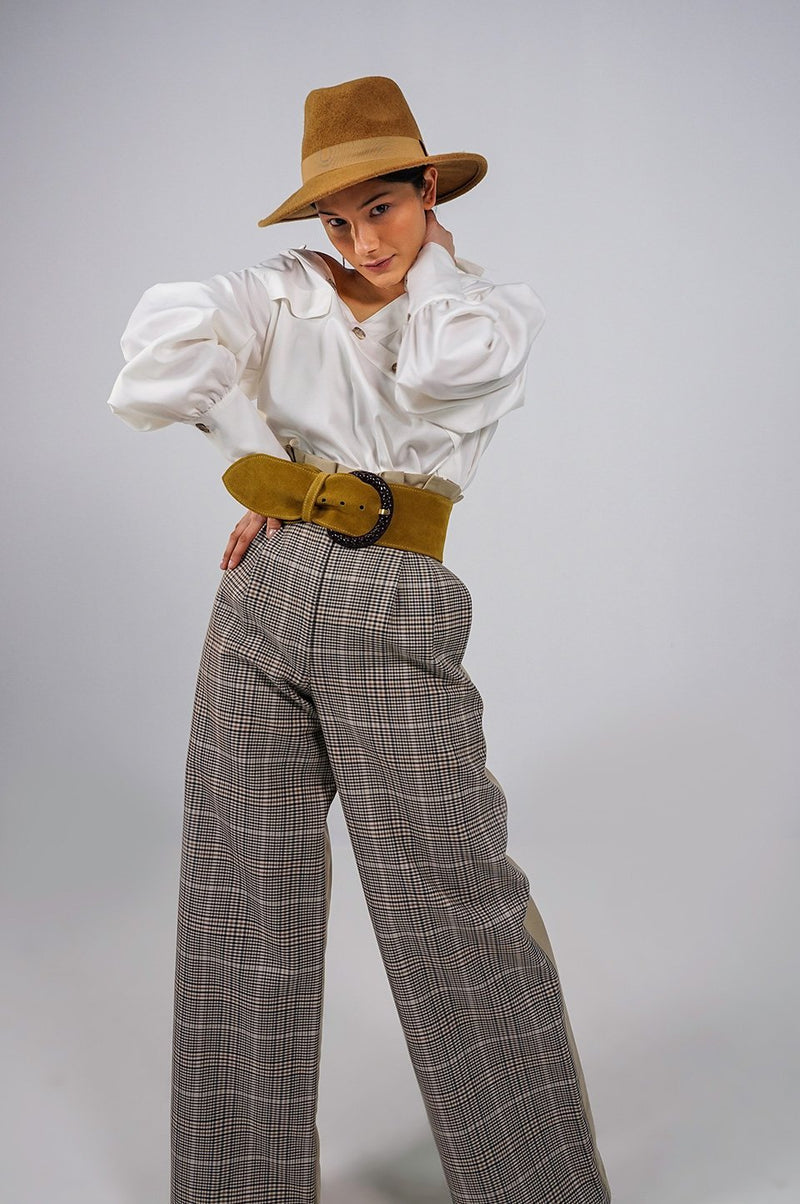 N'waxinjiyana white open V-neckline Shirt - Judy Sanderson