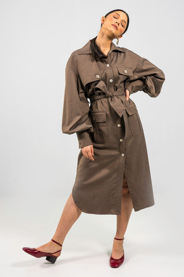 Phoeby brown Shirt Dress - Judy Sanderson