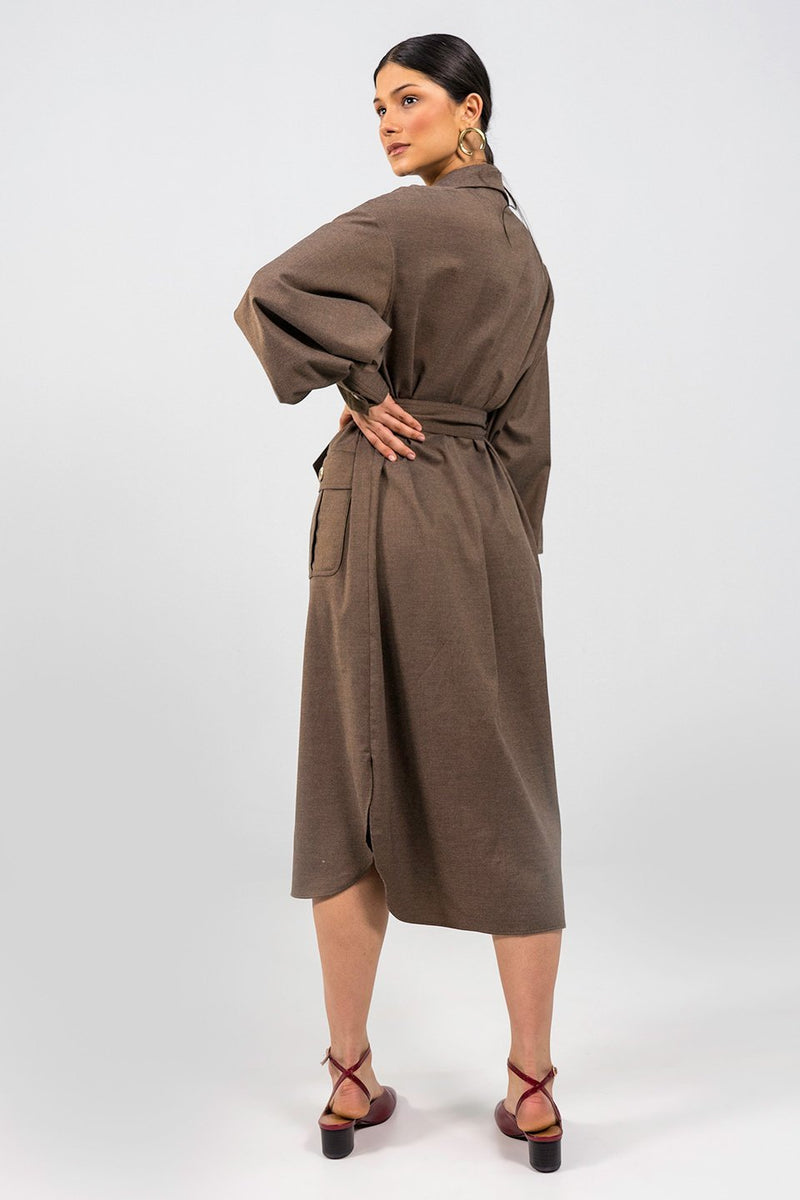 Phoeby brown Shirt Dress - Judy Sanderson