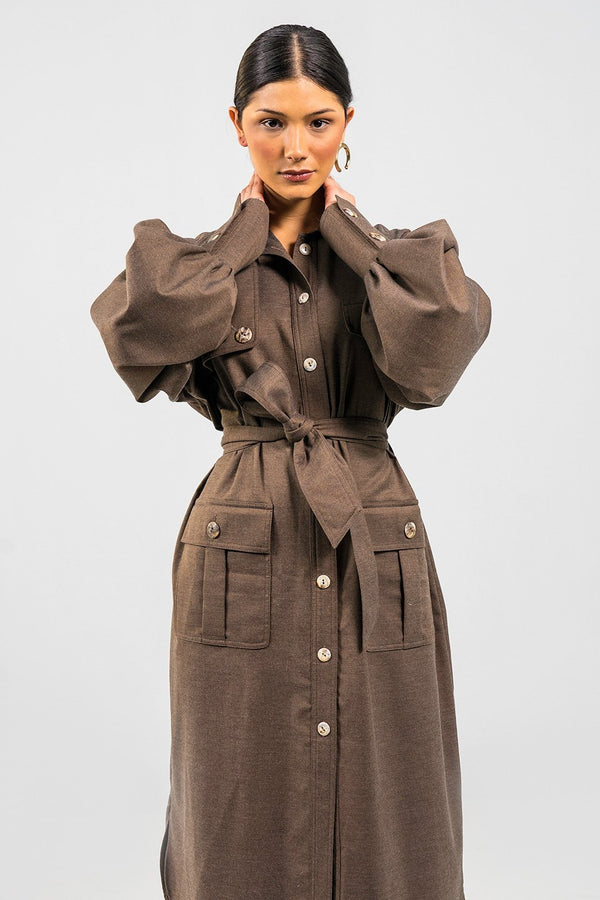 Phoeby brown Shirt Dress - Judy Sanderson